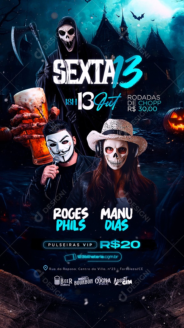 Story Flyer Halloween Sexta 13 Social Media PSD Editável