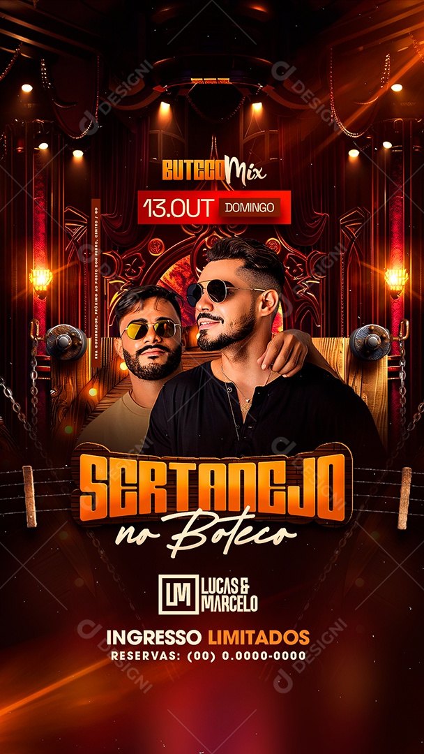 Story Flyer Sertanejo no Boteco Social Media PSD Editável