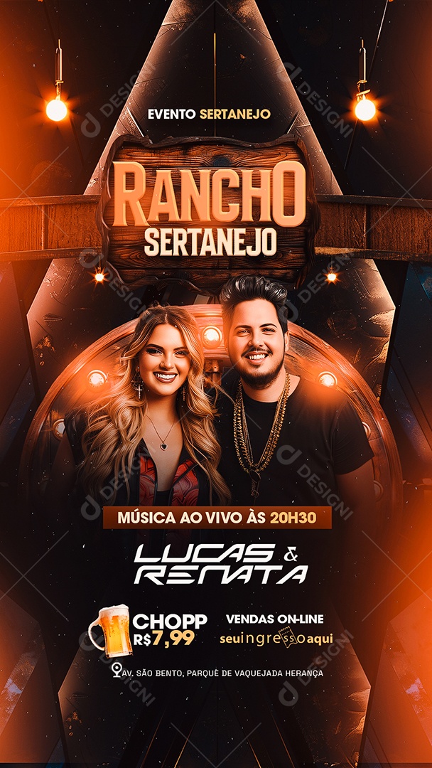 Story Flyer Rancho Sertanejo Lucas e Renata Social Media PSD Editável