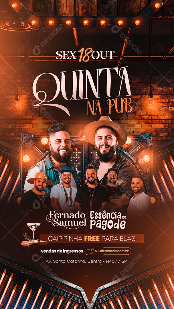 Story Flyer Quinta na Pub Fernado e Samuel Essência do Pagode Social Media PSD Editável