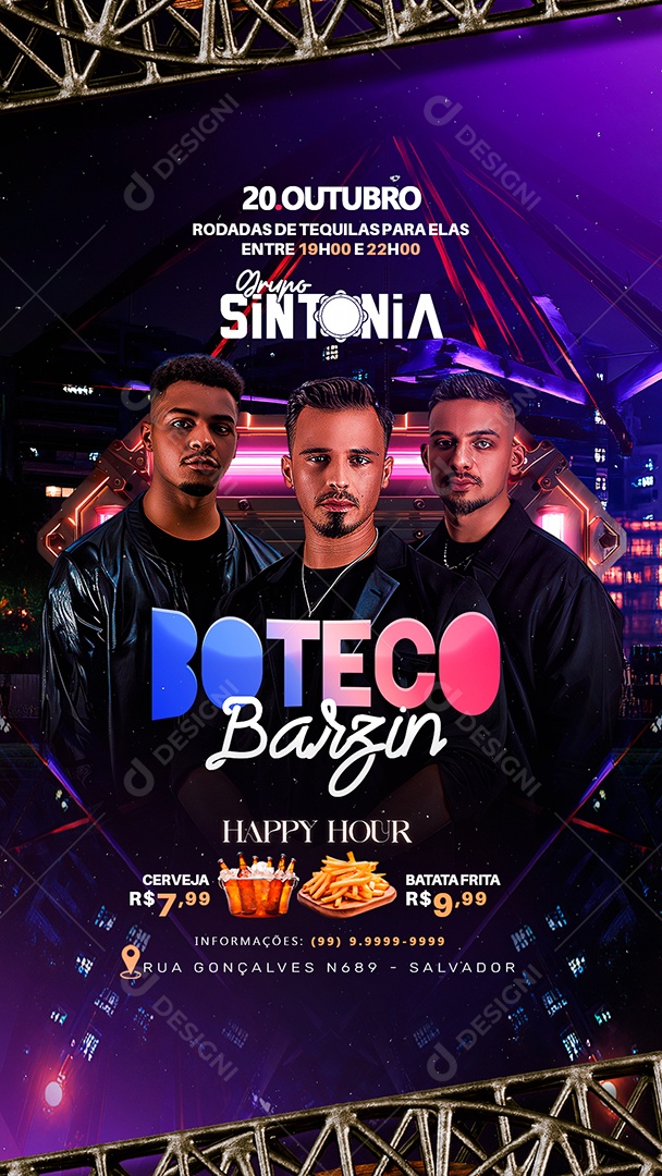 Story Flyer Boteco Barzin Happy Hour Social Media PSD Editável