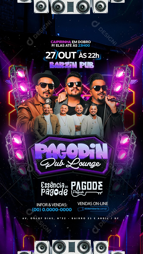 Story Flyer Barzin Pub Pagodin Pub Loung Social Media PSD Editável