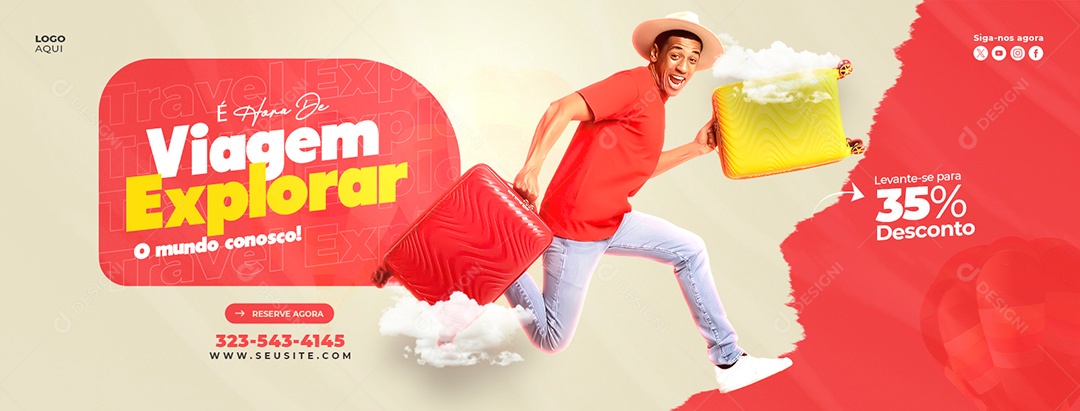 Banner Agência de Viagens É Hora De Viagem Social Media PSD Editável