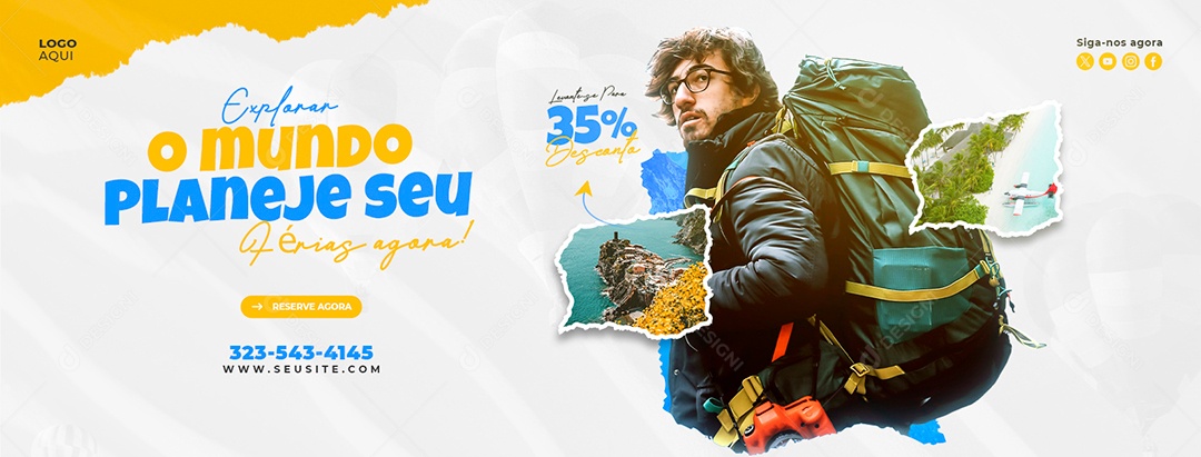 Banner Agência de Viagens Explore O Mundo Social Media PSD Editável