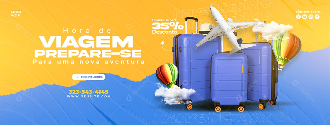 Banner Agência de Viagens É Hora De Viagem Social Media PSD Editável