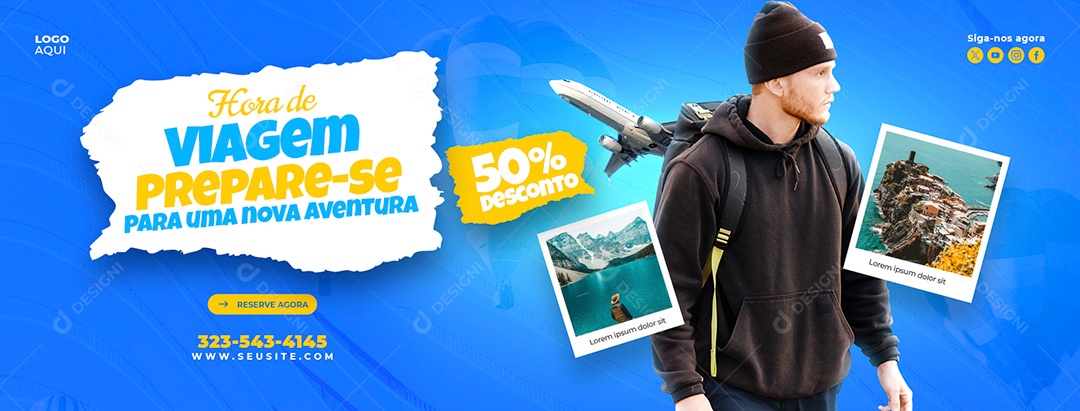 Banner Agência de Viagens Hora De Viagem Social Media PSD Editável