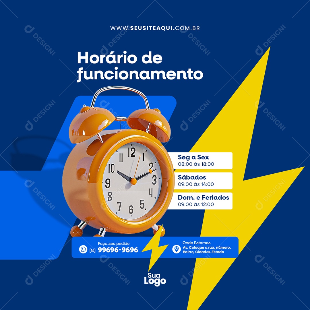 Loja de Materiais Eletrico Horario de Funcionamento Social Media PSD Editável