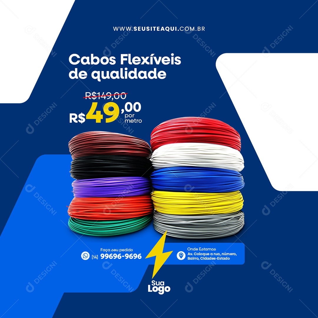 Loja de Materiais Eletrico Cabos Flexíveis Social Media PSD Editável