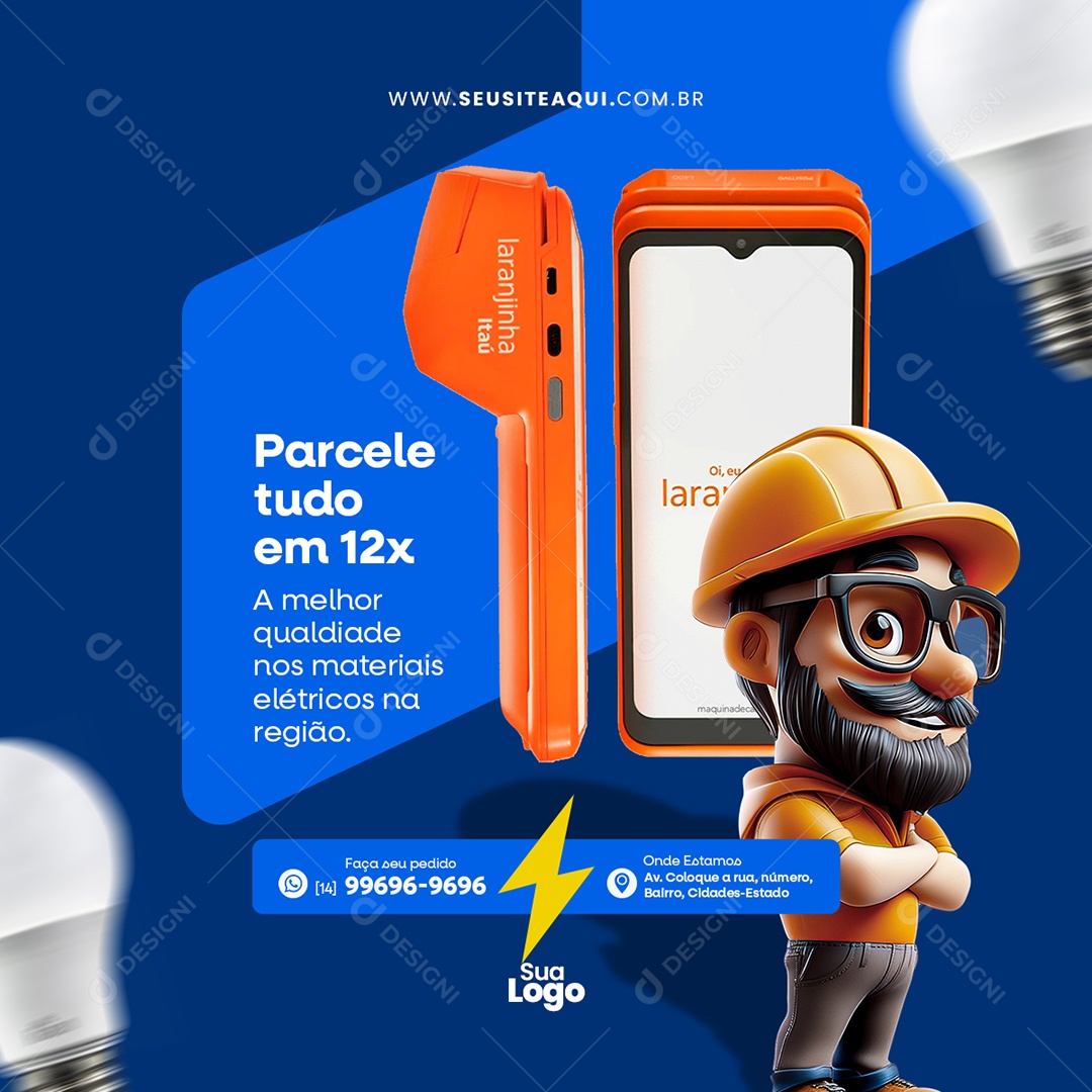 Loja de Materiais Eletrico Parcele Tudo Social Media PSD Editável