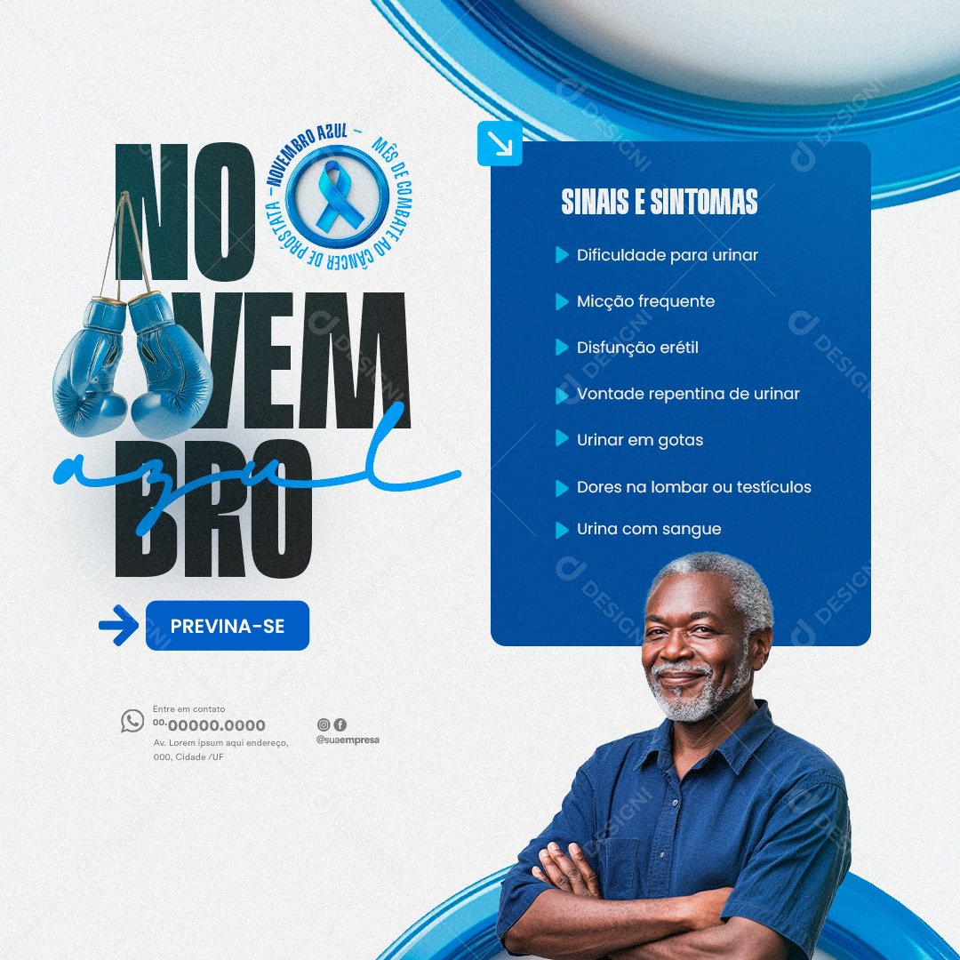 Novembro Azul Mês da Prevenção Contra o Câncer de Próstata Social Media PSD Editável