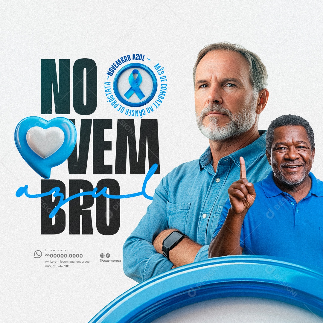 Novembro Azul Mês da Prevenção Contra o Câncer de Próstata Social Media PSD Editável