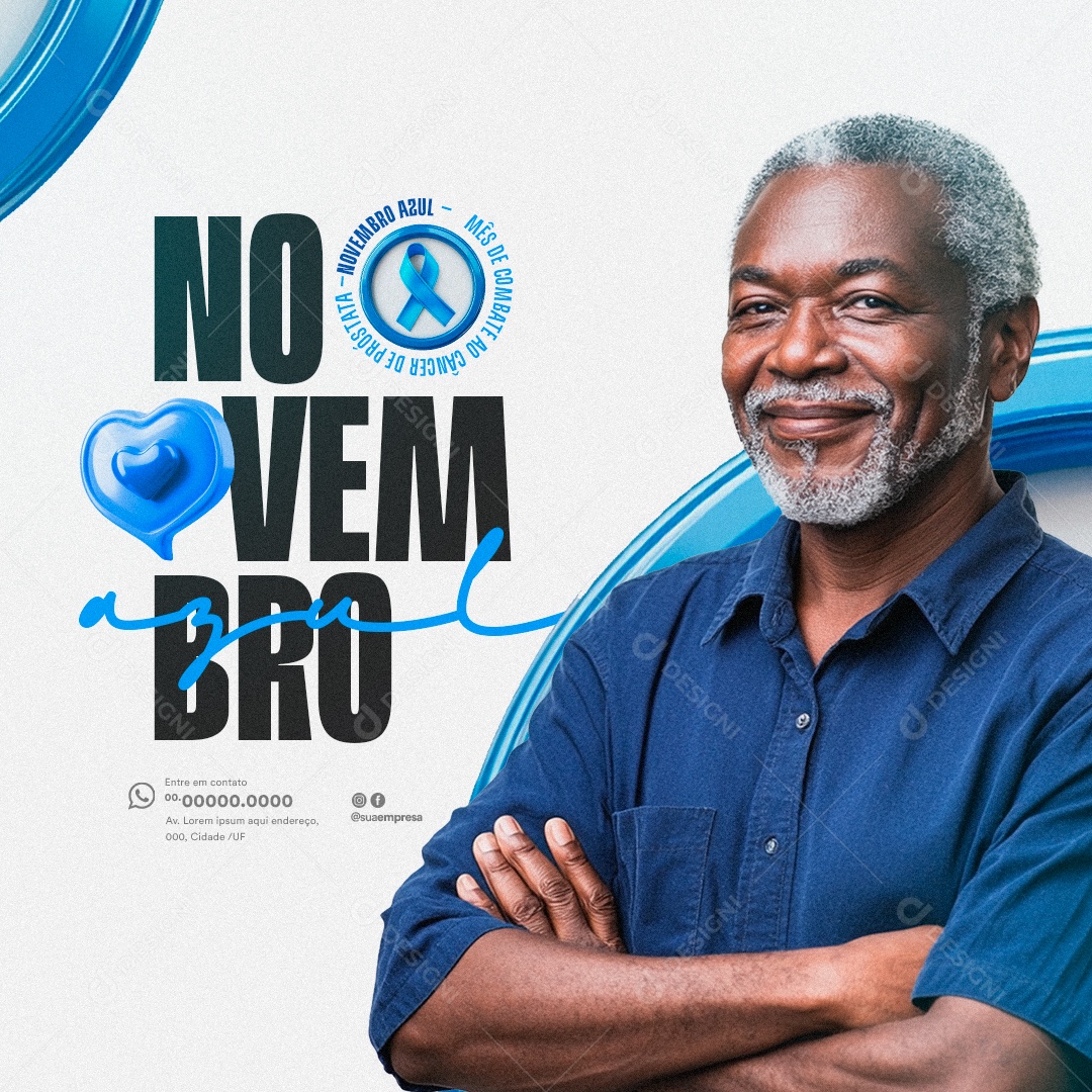 Novembro Azul Mês da Prevenção Contra o Câncer de Próstata Social Media PSD Editável