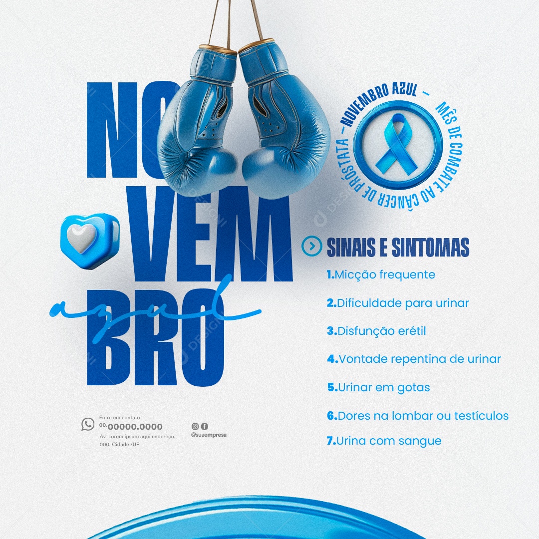 Novembro Azul Mês da Prevenção Contra o Câncer de Próstata Social Media PSD Editável
