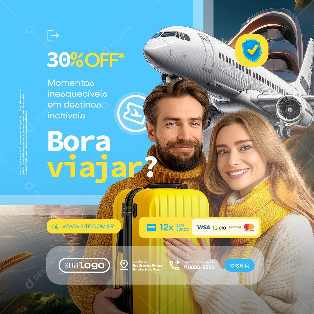 Agência de Turismo Bora Viajar Social Media PSD Editável