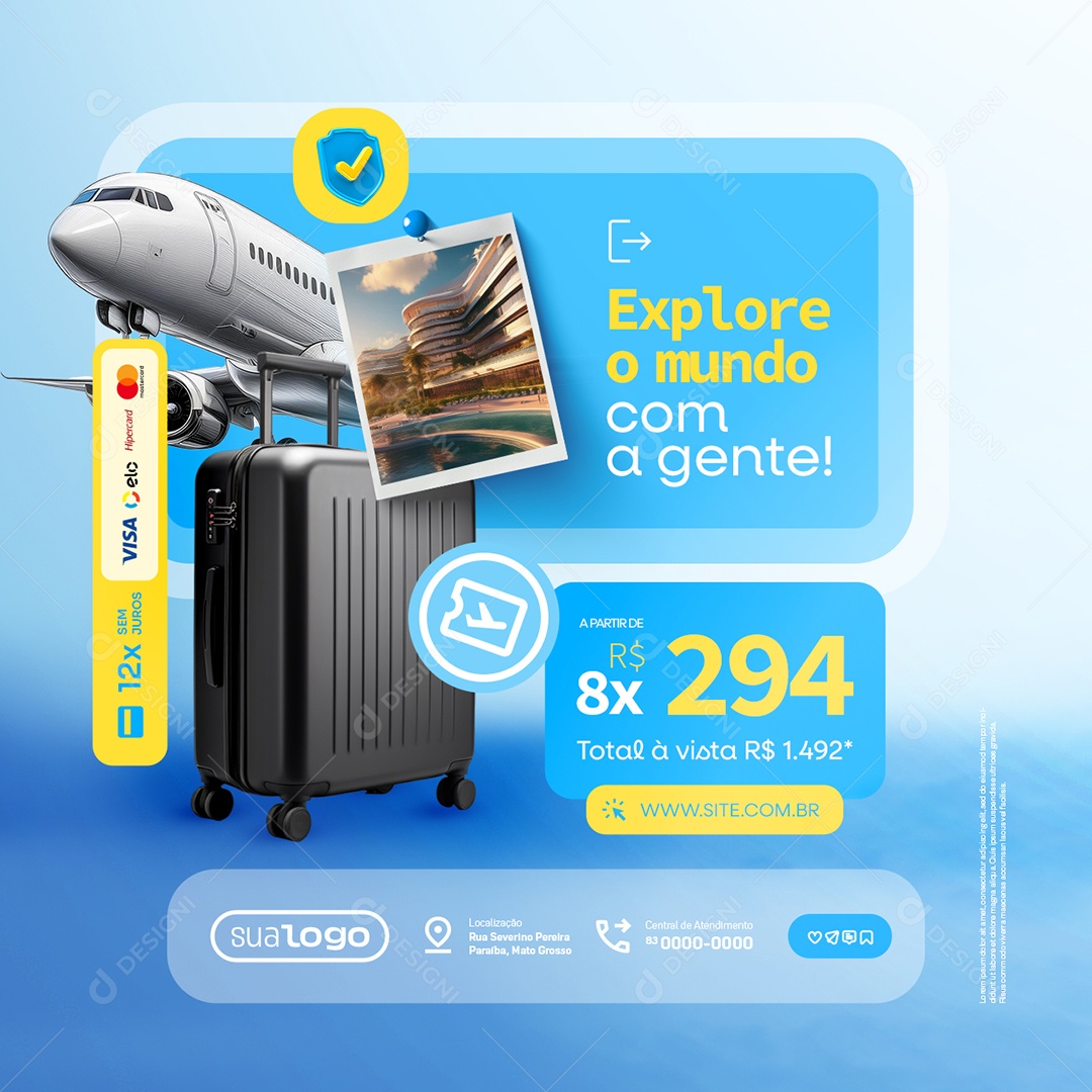 Agência de Turismo Explore o Mundo com a Gente Social Media PSD Editável