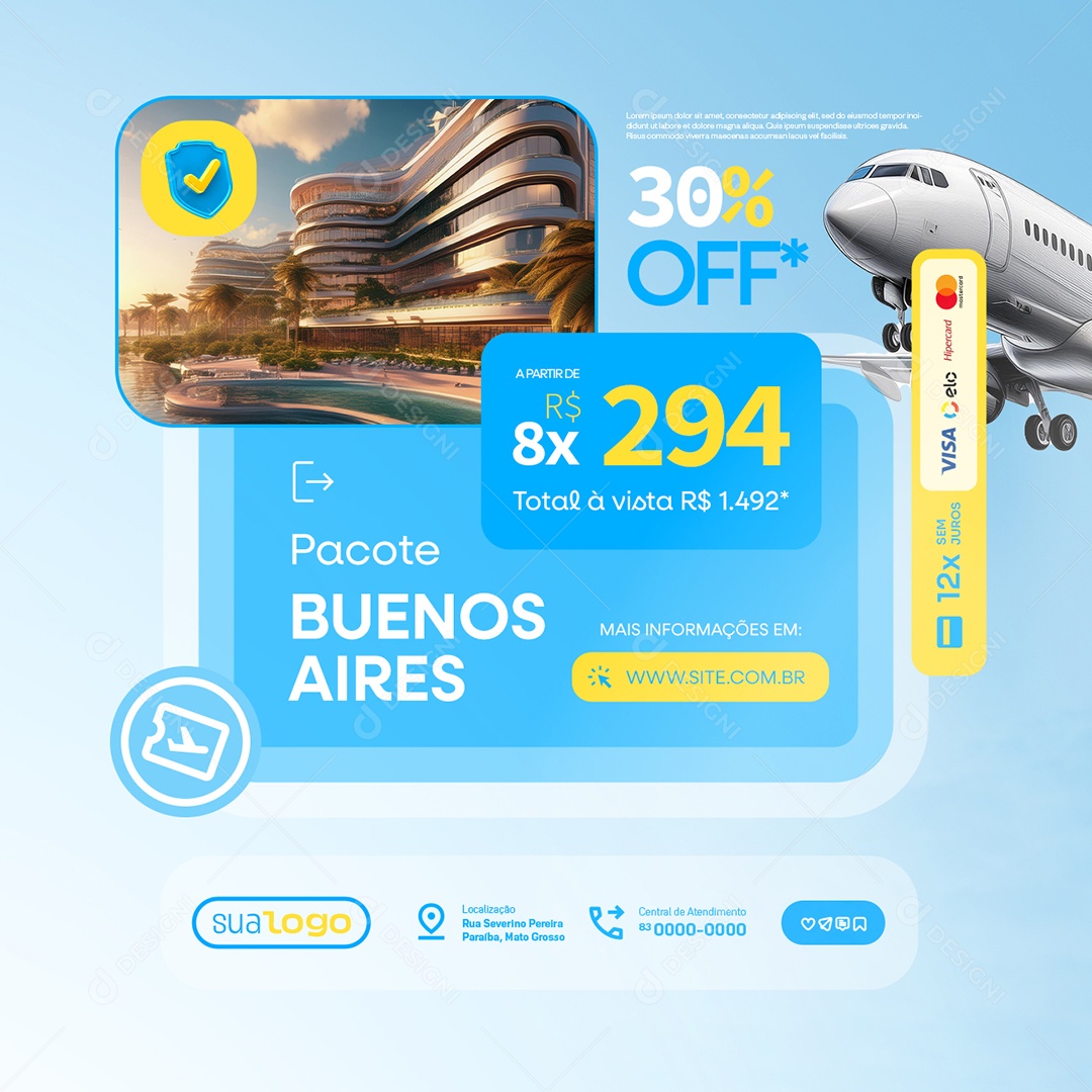 Agência de Turismo Pacote Buenos Aires Social Media PSD Editável