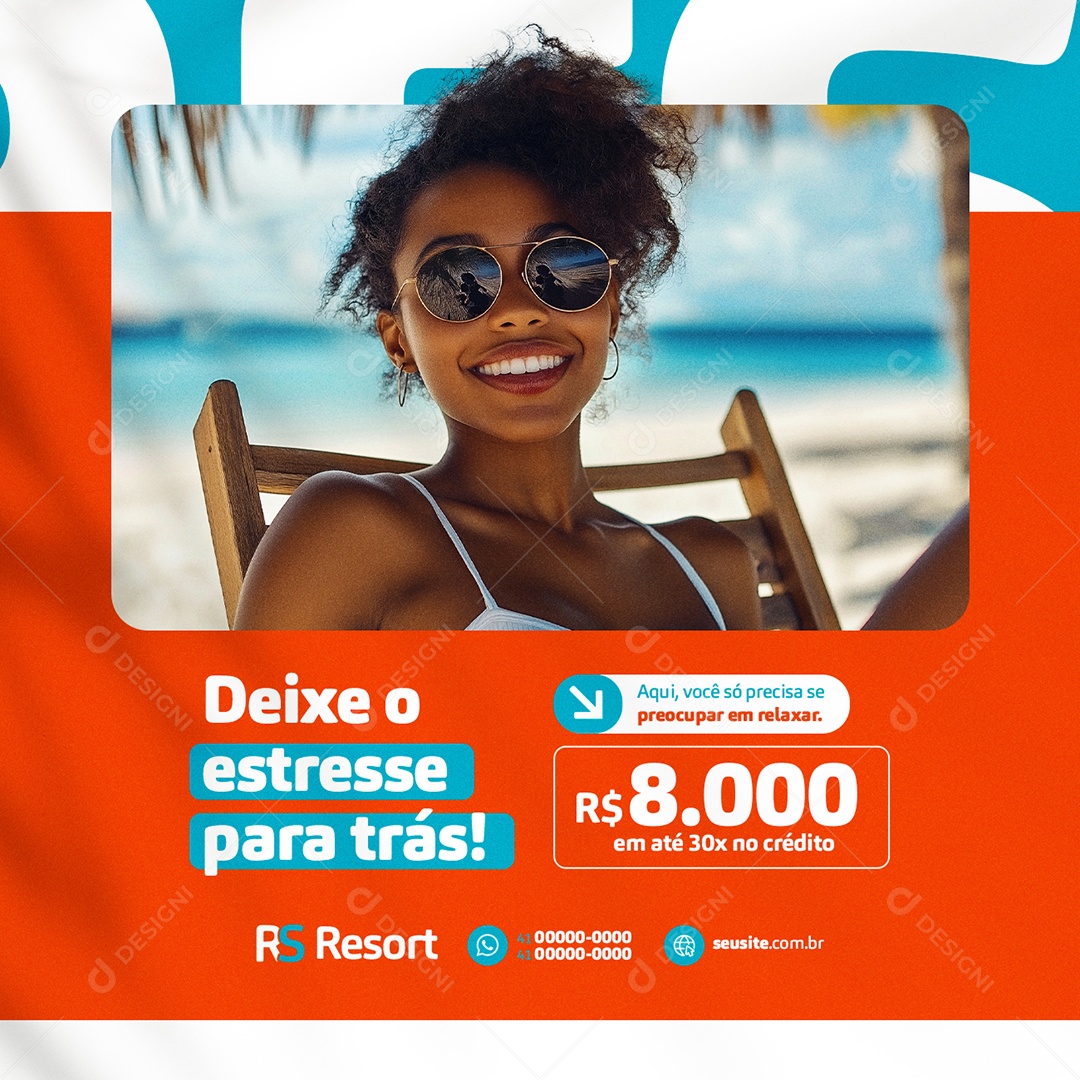 Resort Deixe o Estresse para Trás Social Media PSD Editável