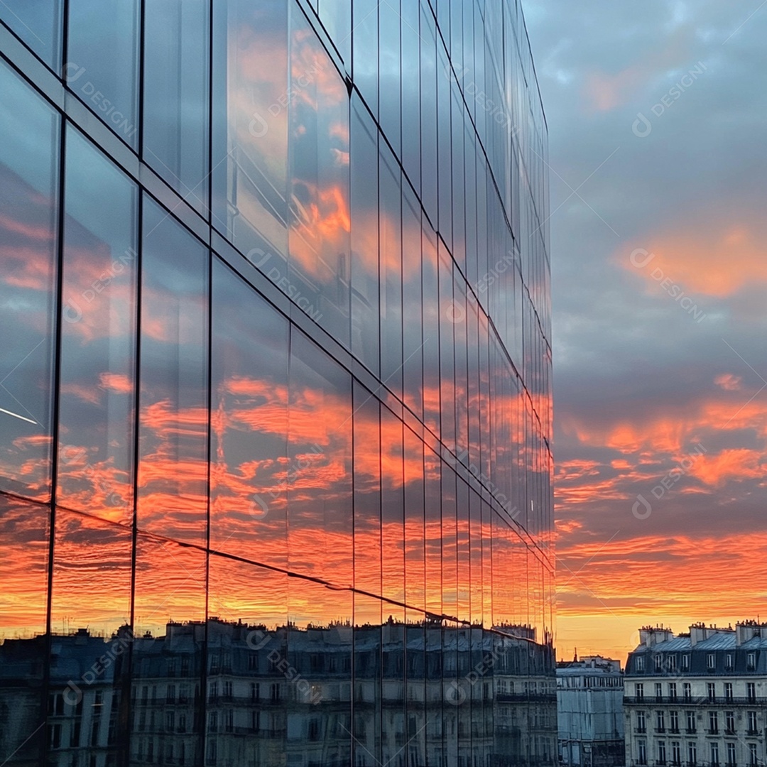 O reflexo do céu em edifícios de vidro