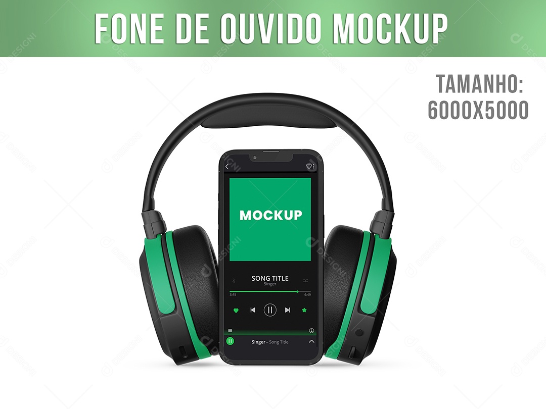 Mockup De Fone De Ouvido Verde E Preto PSD Editável