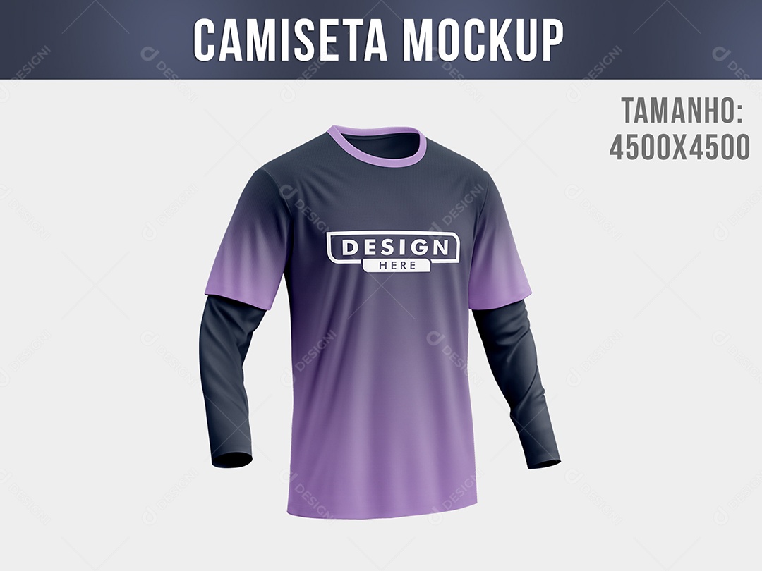 Mockup Camiseta Manga Longa Roxa PSD Editável