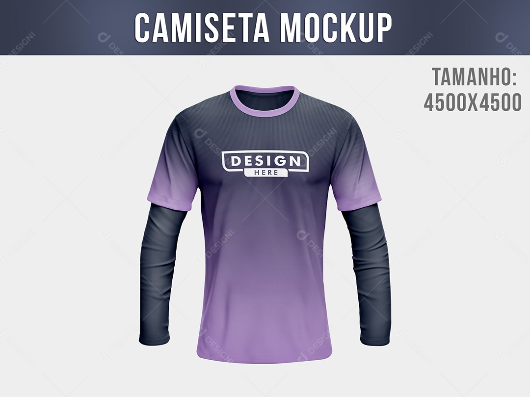 Mockup Camiseta Manga Longa Roxa PSD Editável