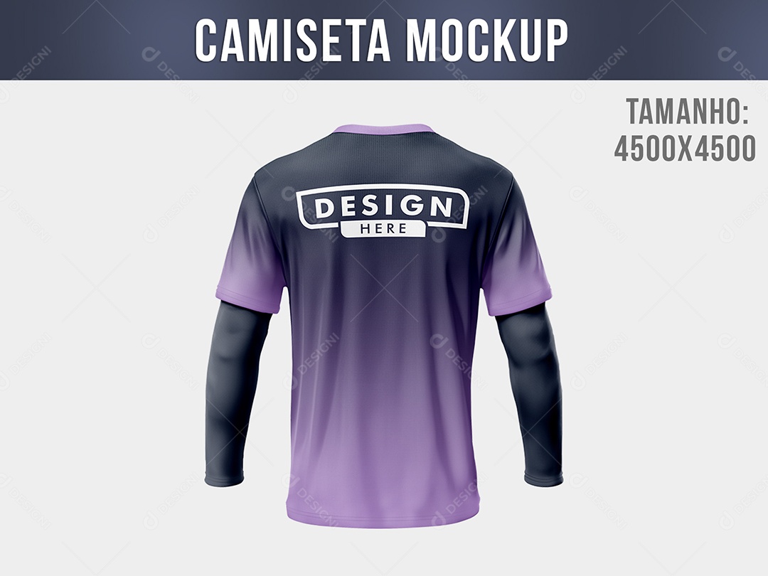 Mockup Camiseta Manga Longa Roxa PSD Editável