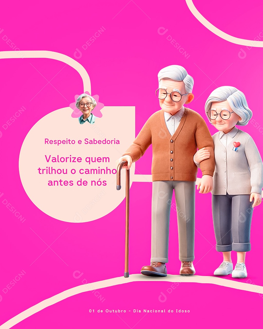 Dia do Idoso 01 de Outubro Parabéns Social Media PSD Editável