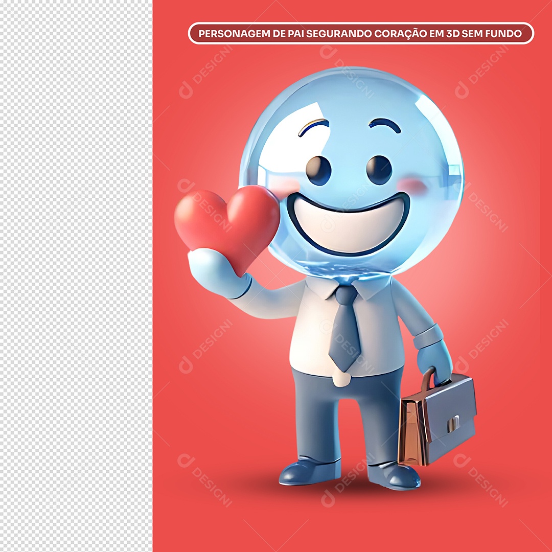 Personagem 3D de Emoji Pai para Composição PSD