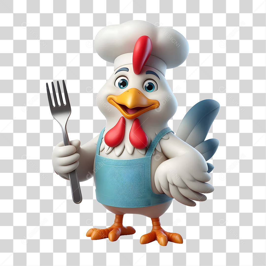 Mascote Frango Cozinheiro PNG Transparente