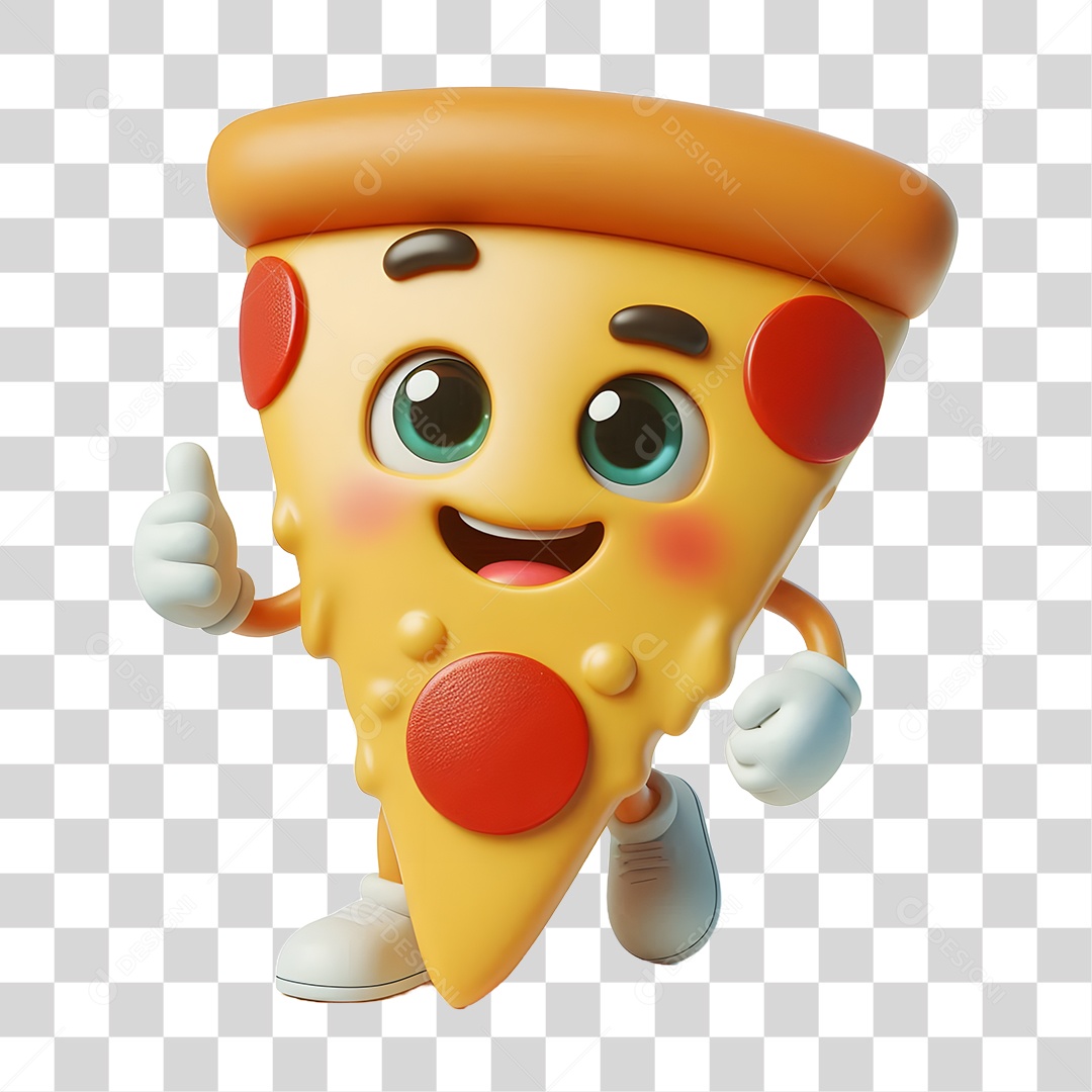 Mascote Fatia de Pizza PNG Transparente