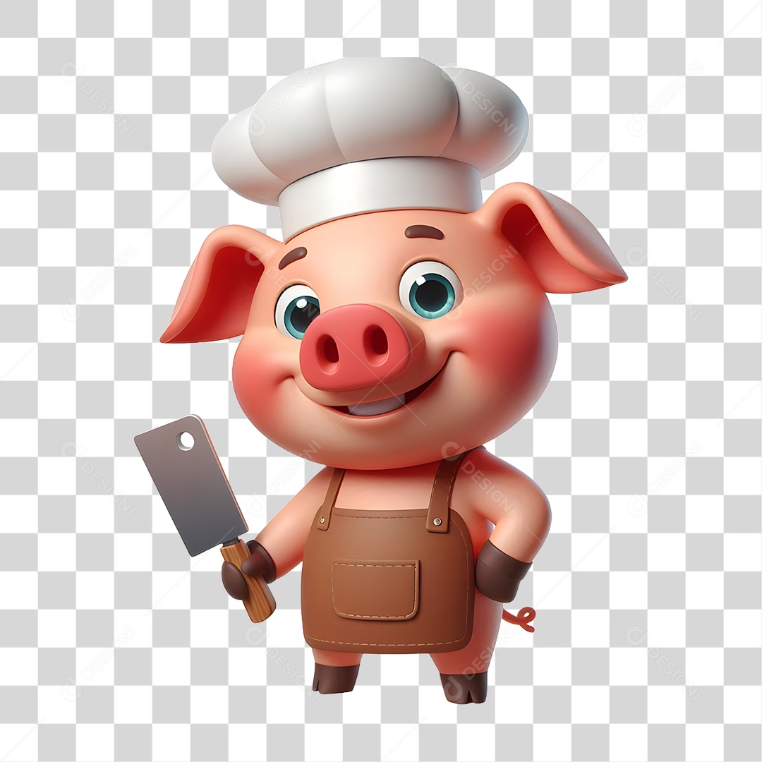 Mascote Porquinho Açougue PNG Transparente