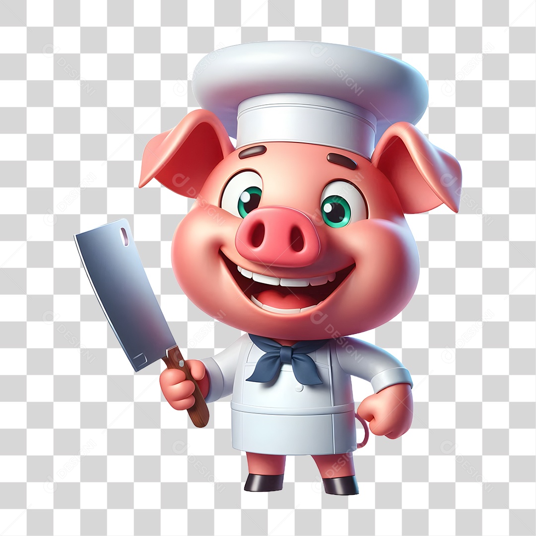 Mascote Porquinho Açougue PNG Transparente