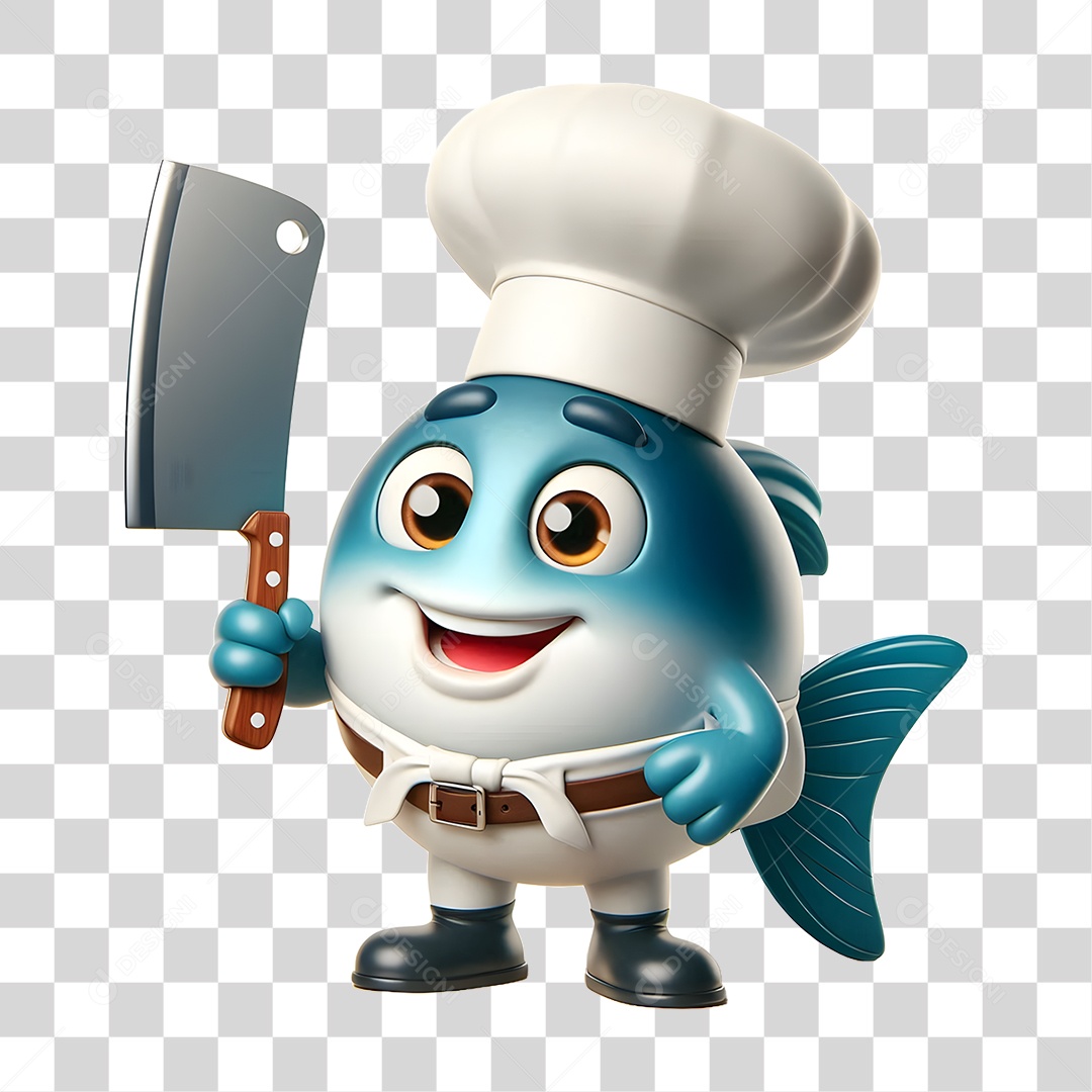 Mascote Peixe Colorido PNG Transparente