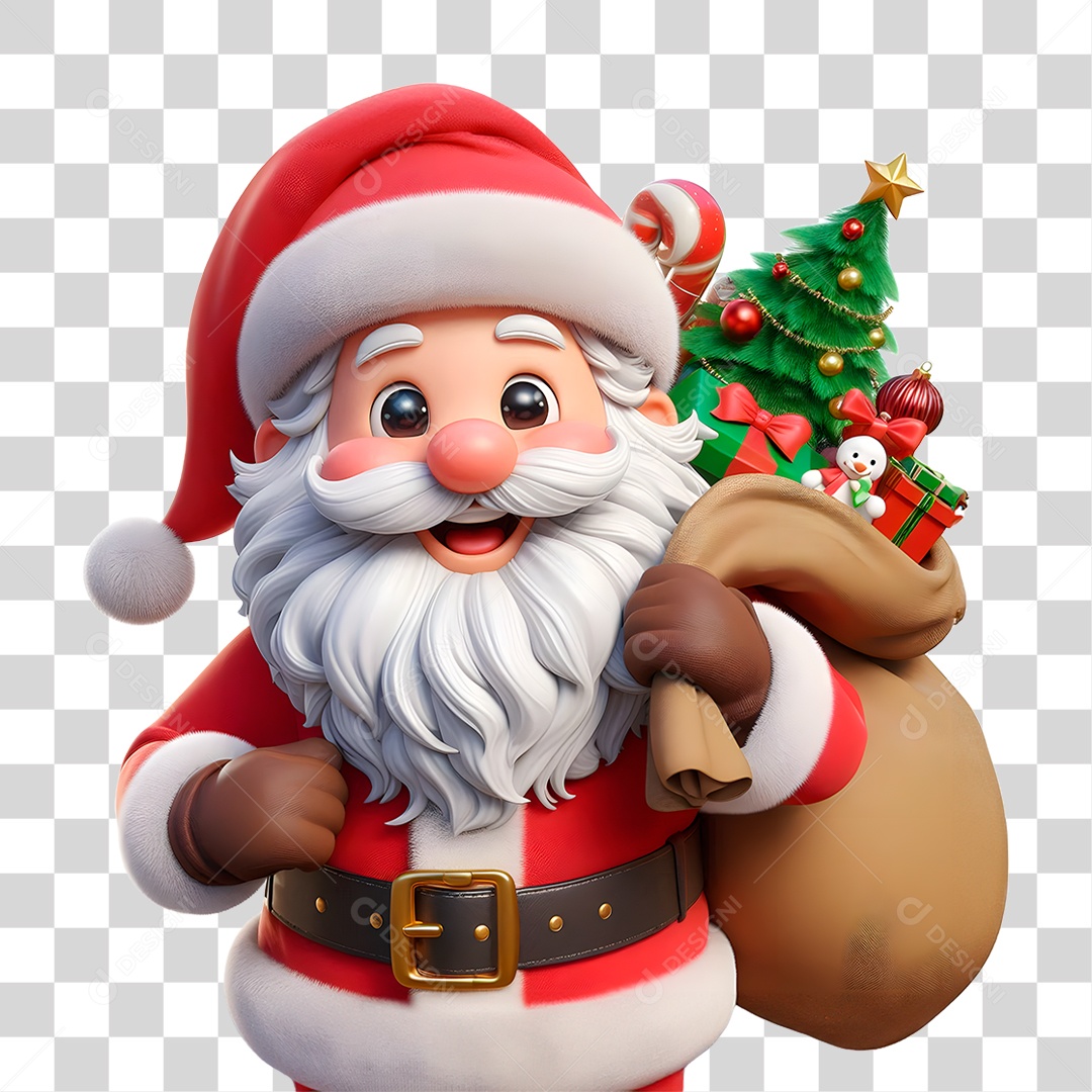 Personagem Papai Noel com Presente PNG Transparente