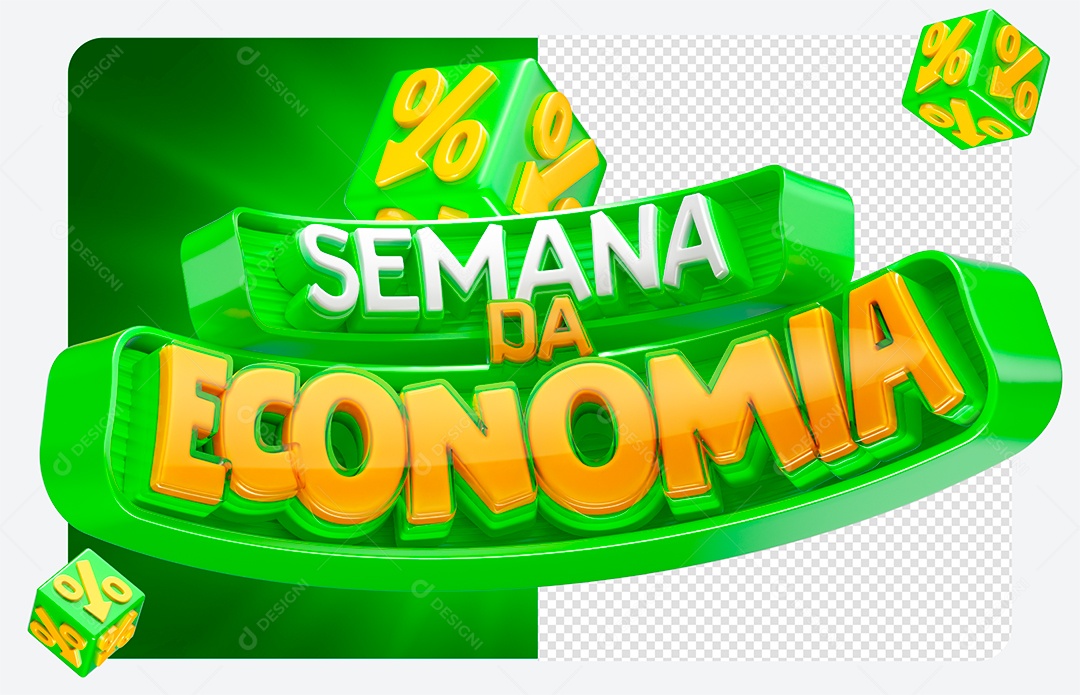 Selo 3D Semana da Econômia Verde para Composição PSD