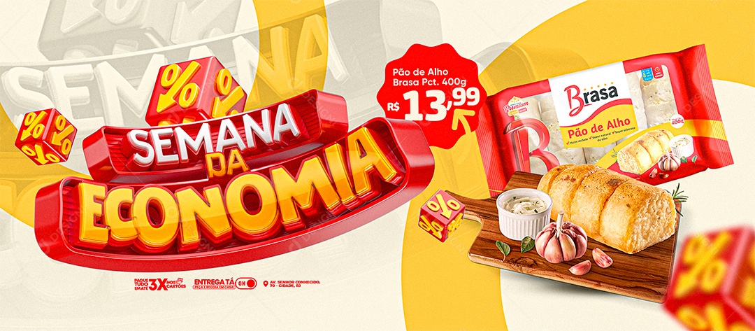 Banner Semana da Economia Supermercado Social Media PSD Editável