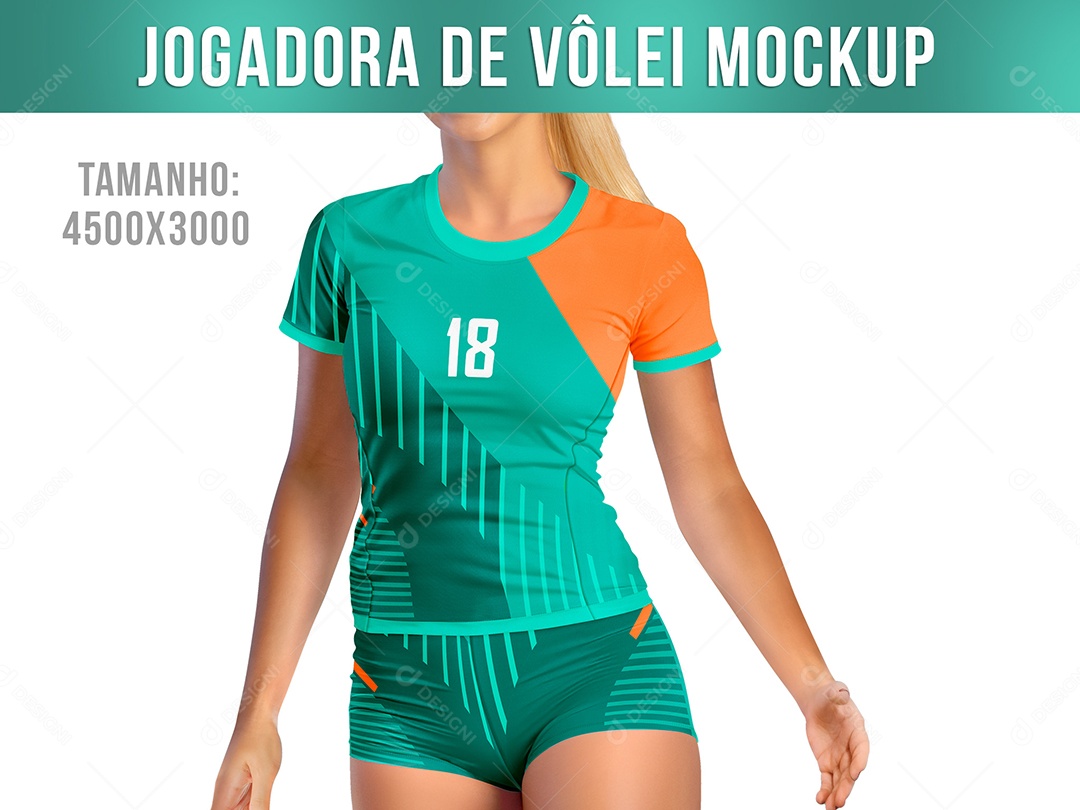 Mockup De Jogadora De Volêi PSD Editável