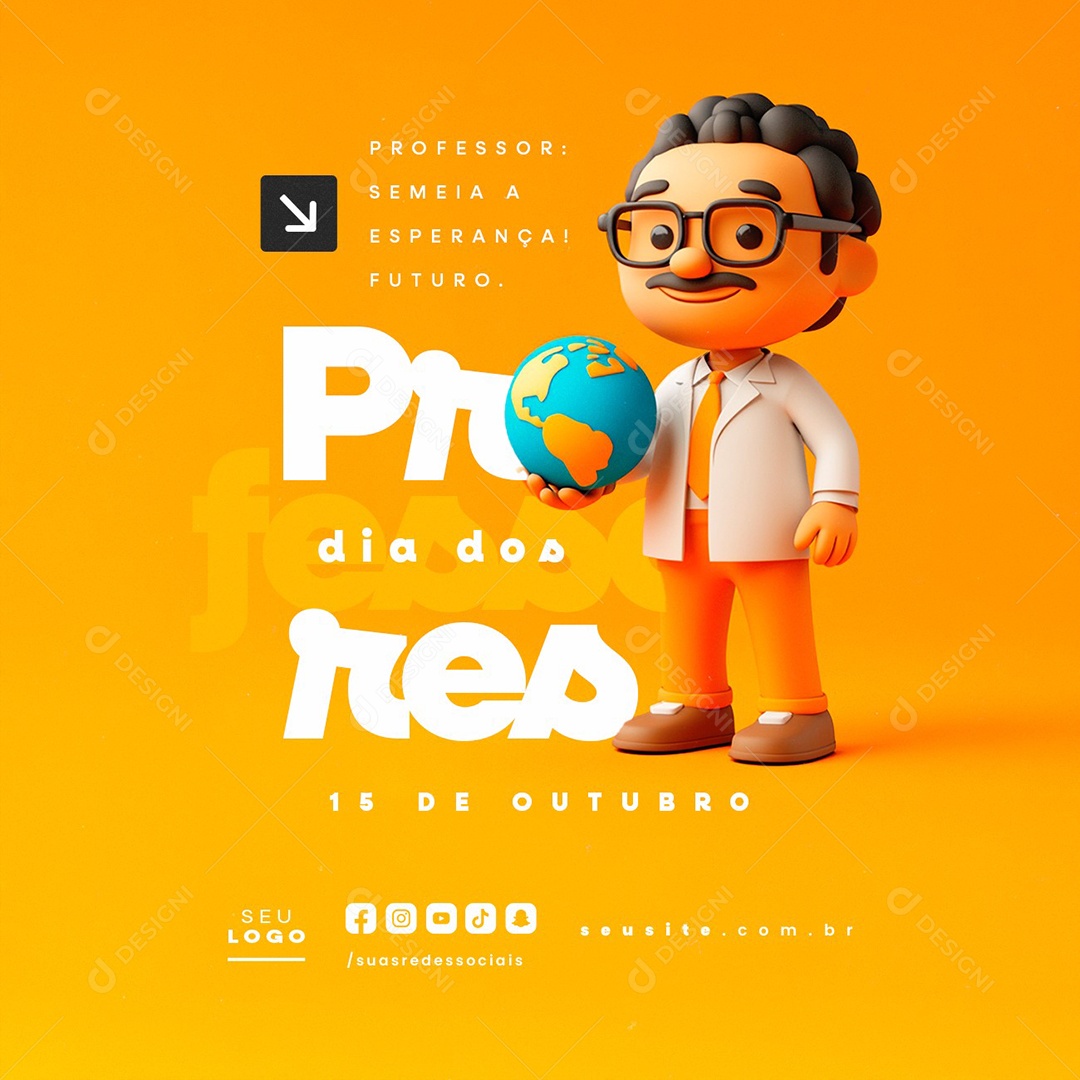 Social Media Dia dos Professor 15 de Outubro PSD Editável