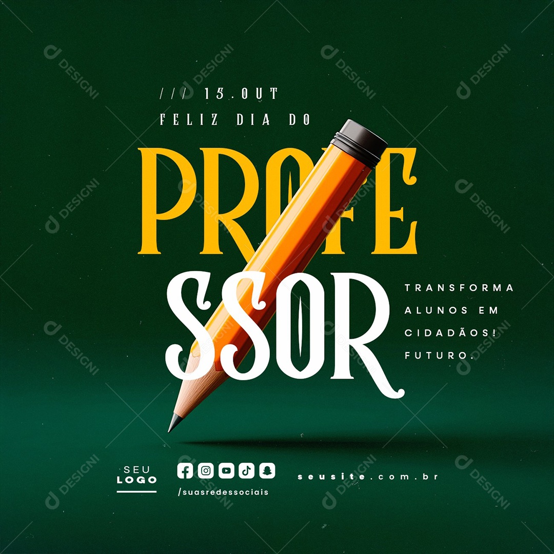 Feliz Dia Do Professor 15 de Outubro Social Media PSD Editável