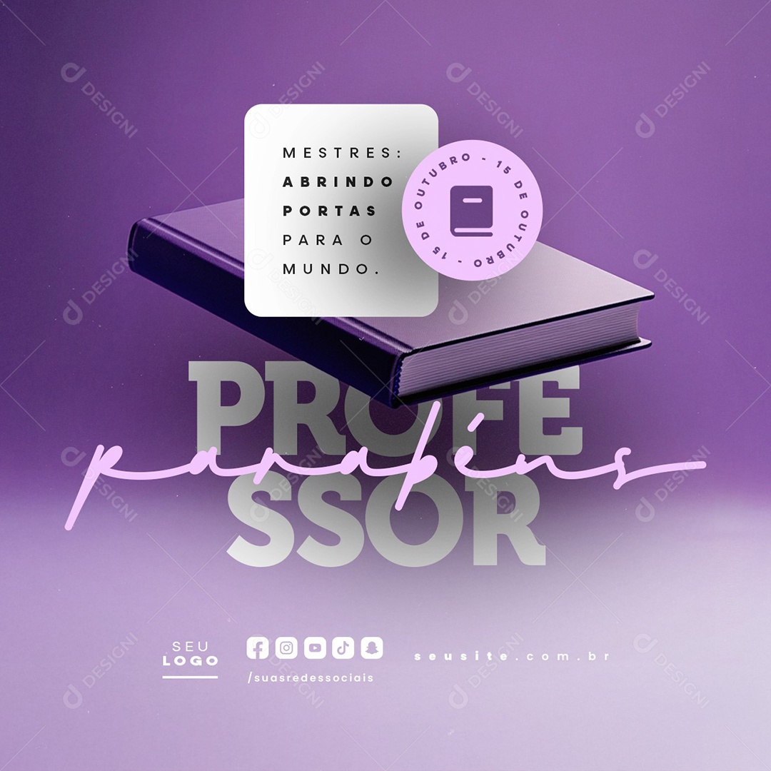 Dia Do Professor 15 de Outubro Parabéns Social Media PSD Editável