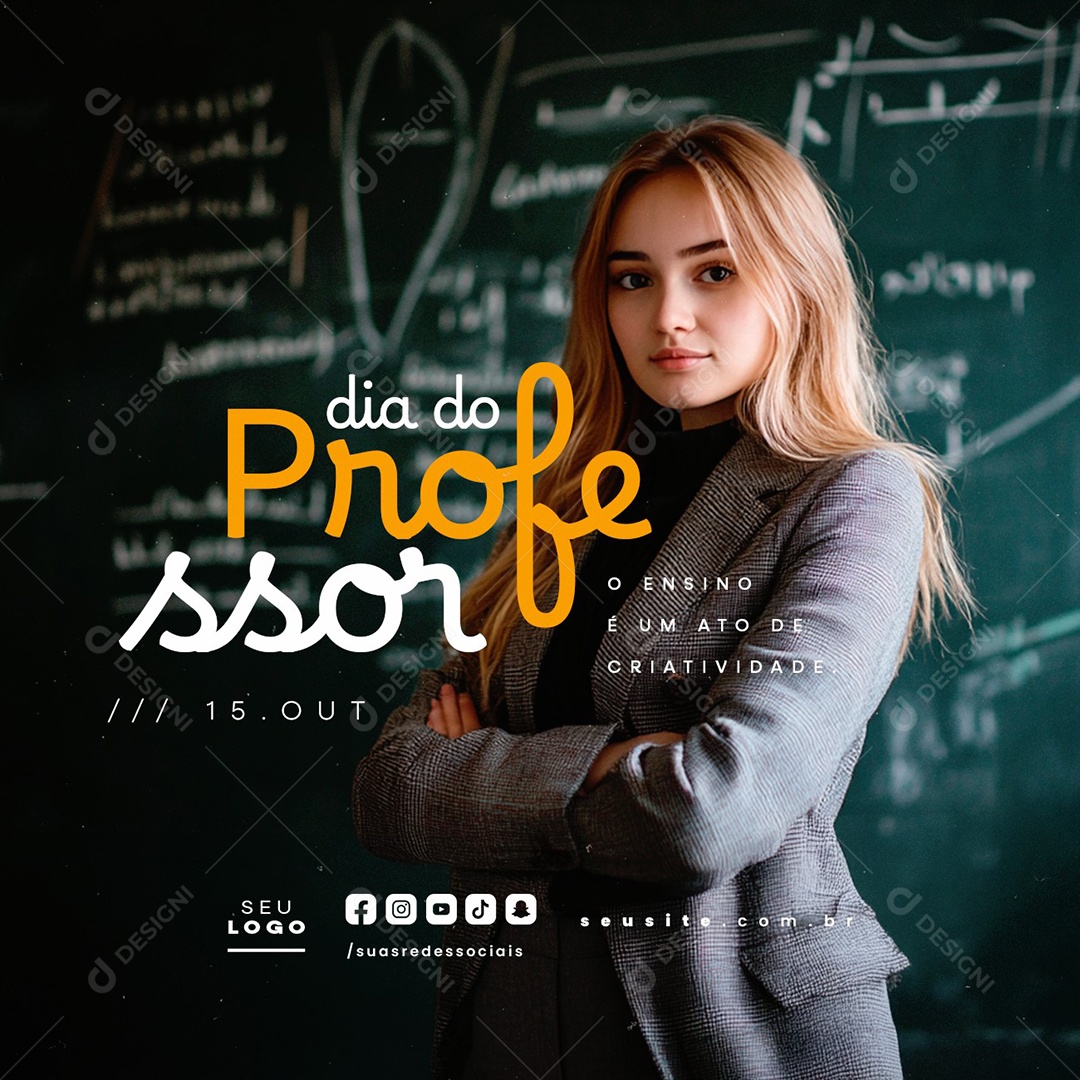 Dia do Professor 15 de Outubro Social Media PSD Editável