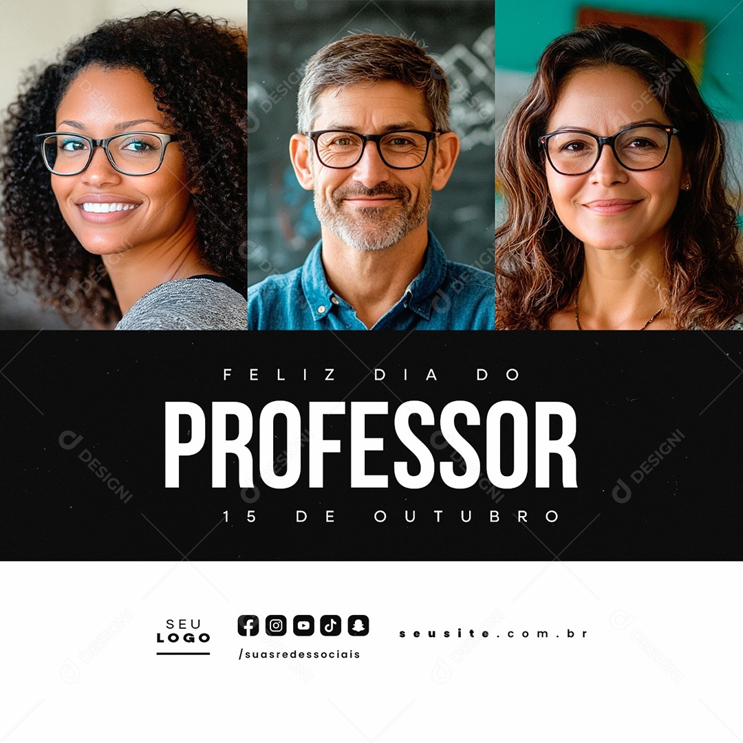 Feliz Dia do Professor 15 de Outubro Social Media PSD Editável