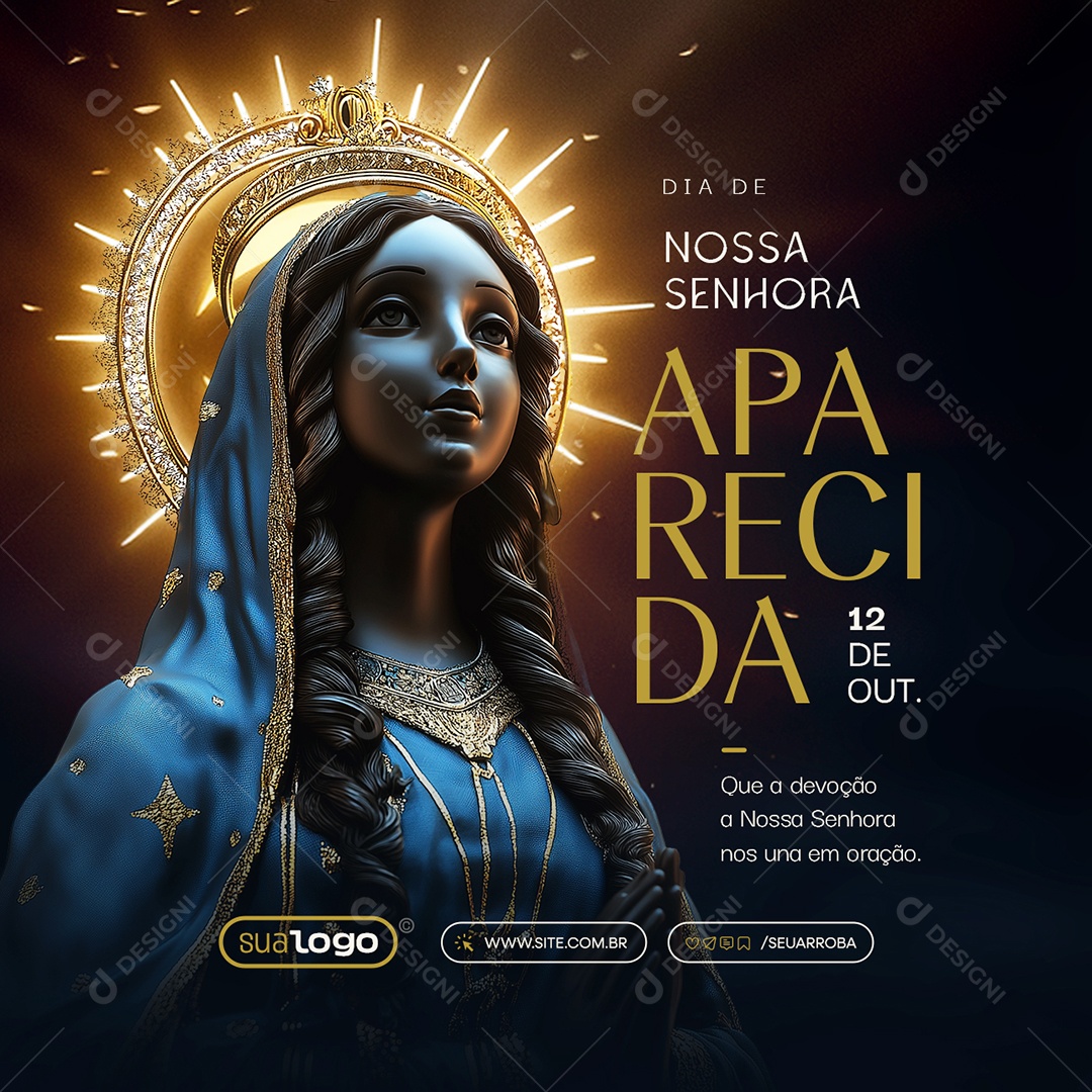 Dia de Nossa Senhora de Aparecida 12 de Outubro Social Media PSD Editável