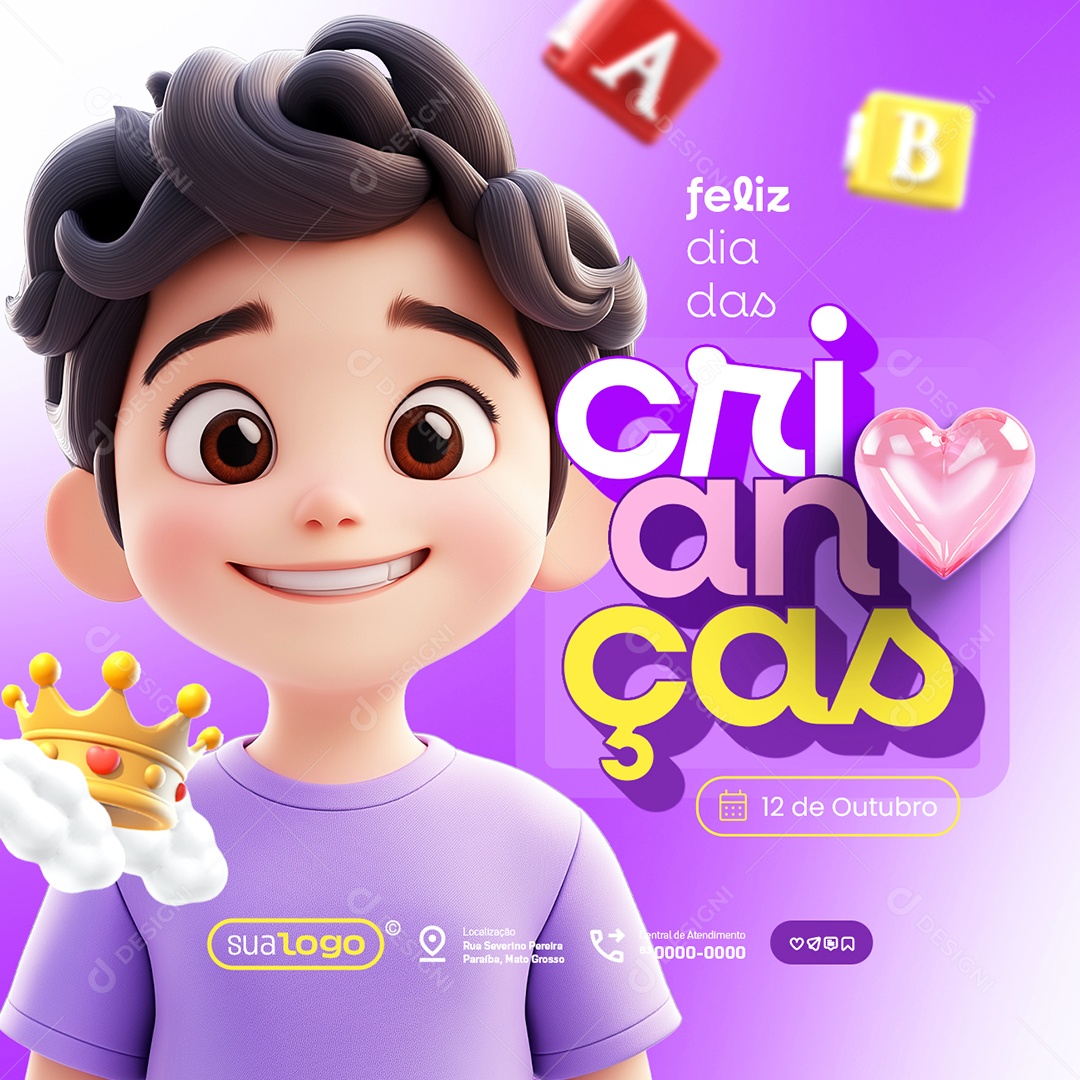 Social Media Feliz Dia Das Crianças 12 de Outubro PSD Editável