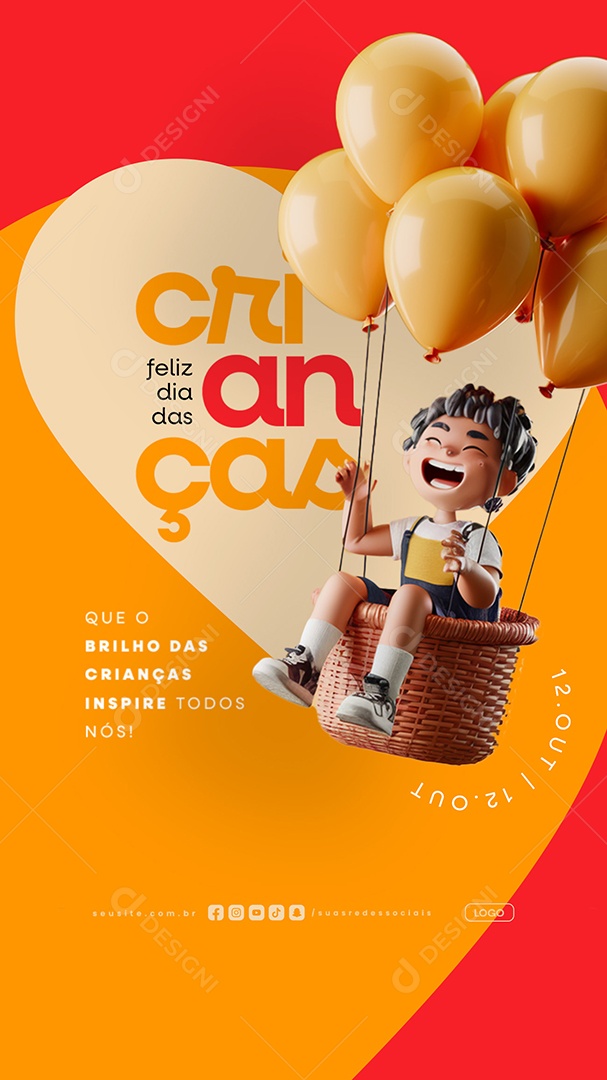 Story Feliz Dia das Crianças 12 de Outubro Social Media PSD Editável