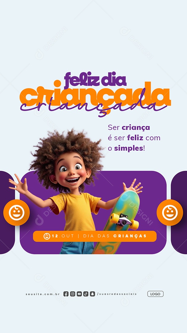 Story Feliz Dia das Crianças 12 de Outubro Social Media PSD Editável