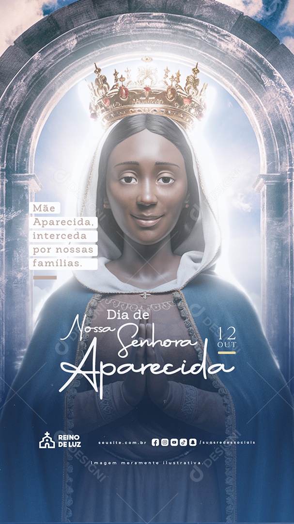 Story Dia de Nossa Senhora de Aparecida 12 de Outubro Social Media PSD Editável