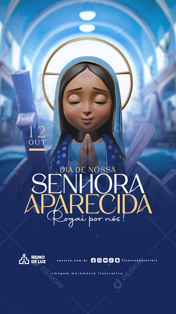 Story Dia de Nossa Senhora de Aparecida 12 de Outubro Rogai por Nós Social Media PSD Editável