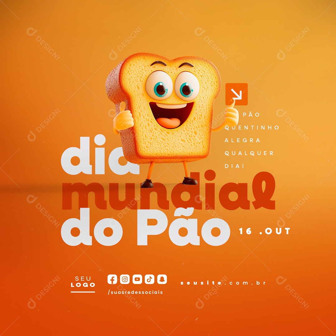 Dia Mundial do Pão 16 de Outubro Social Media PSD Editável