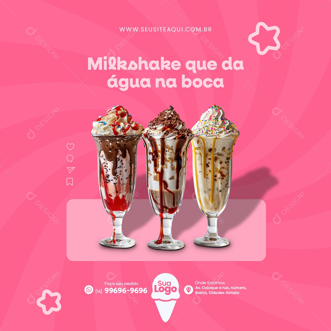 Sorveteria Milkshake Que da Água Na Boca Social Media PSD Editável